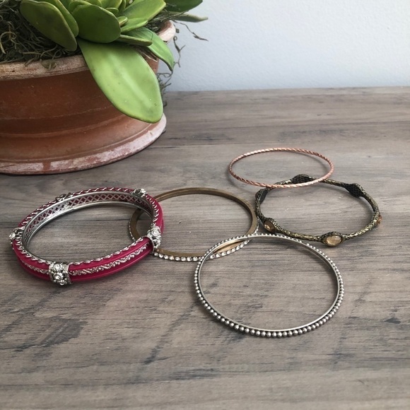 Jewelry - Lot Variety of Bangle Bracelets-Gold and Silver
